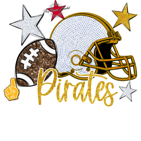 Pirates Football Embroidered Sequins Design-Yellow