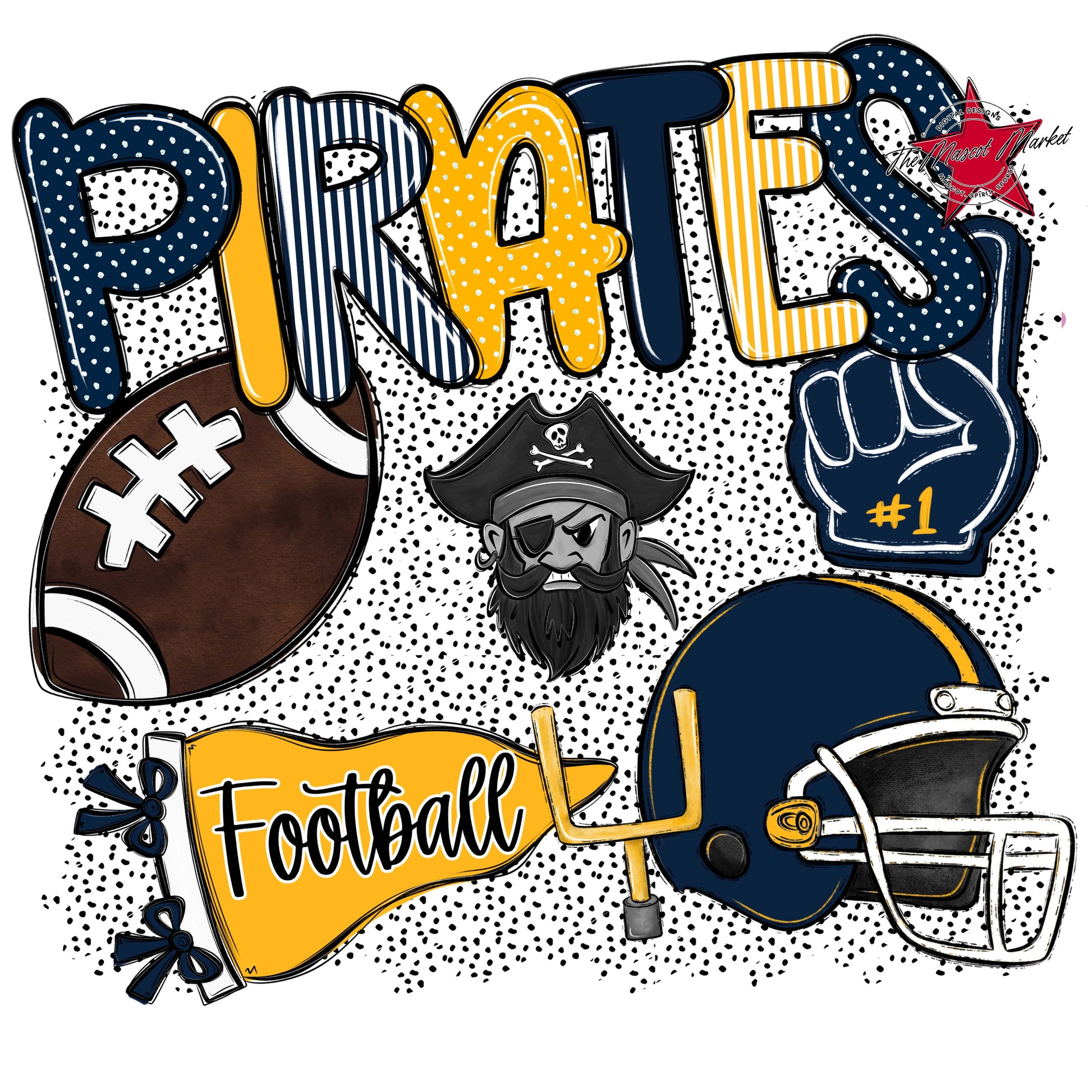 Pirates Football Spirit-Navy & Yellow