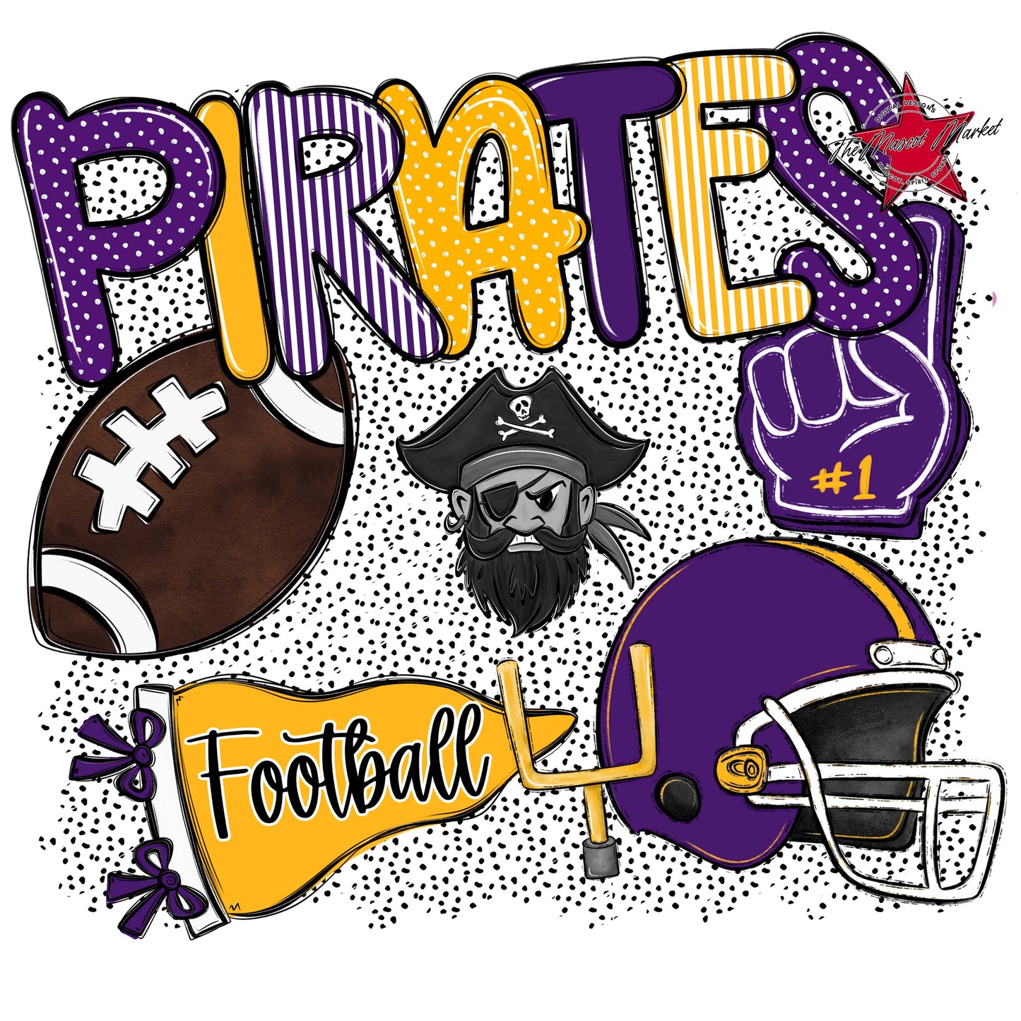 Pirates Football Spirit-Purple & Yellow