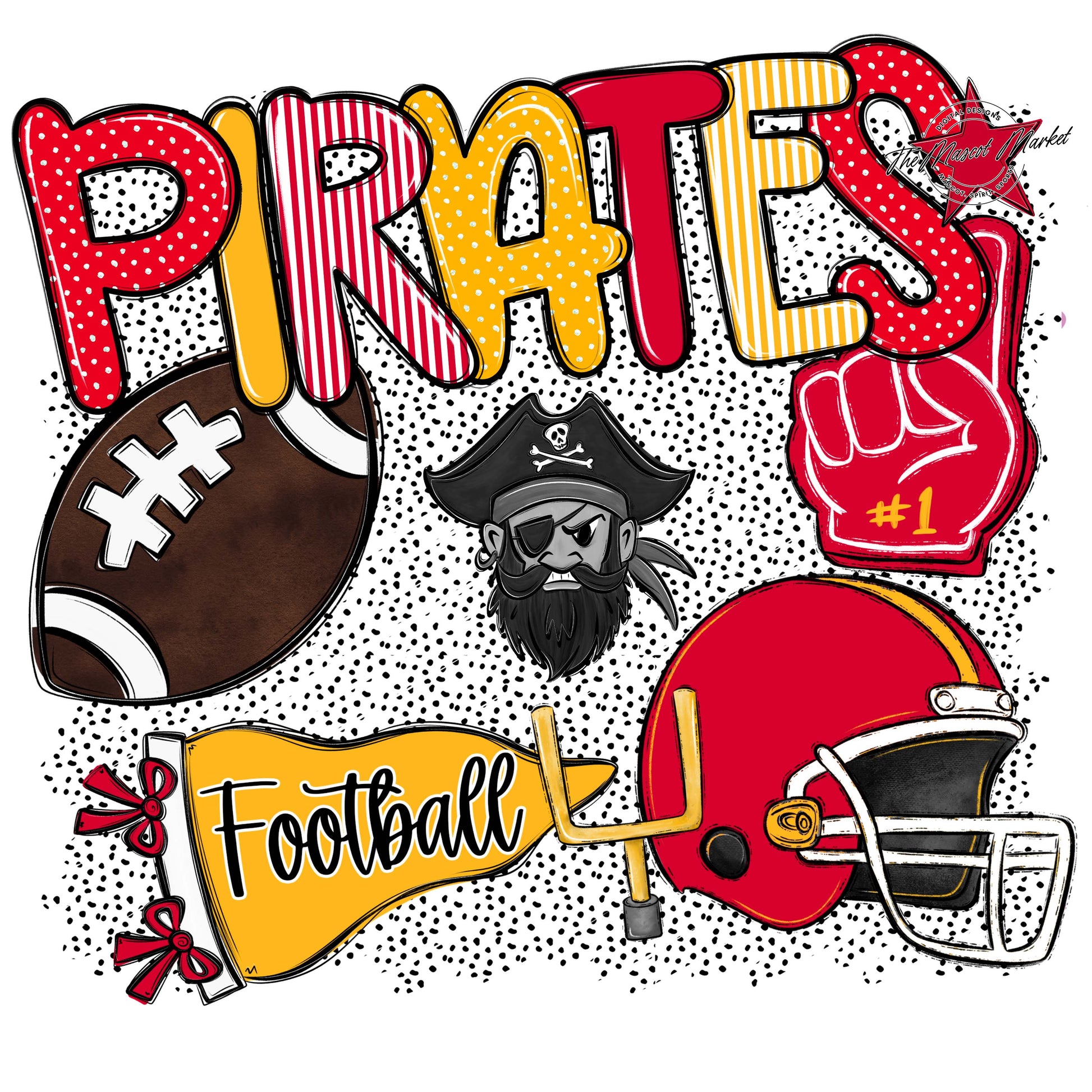 Pirates Football Spirit-Red & Yellow