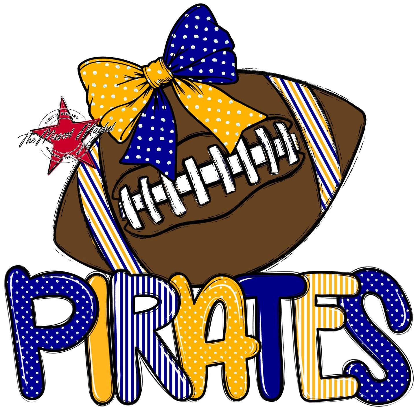 Pirates Football Spirit Design-Blue & Yellow