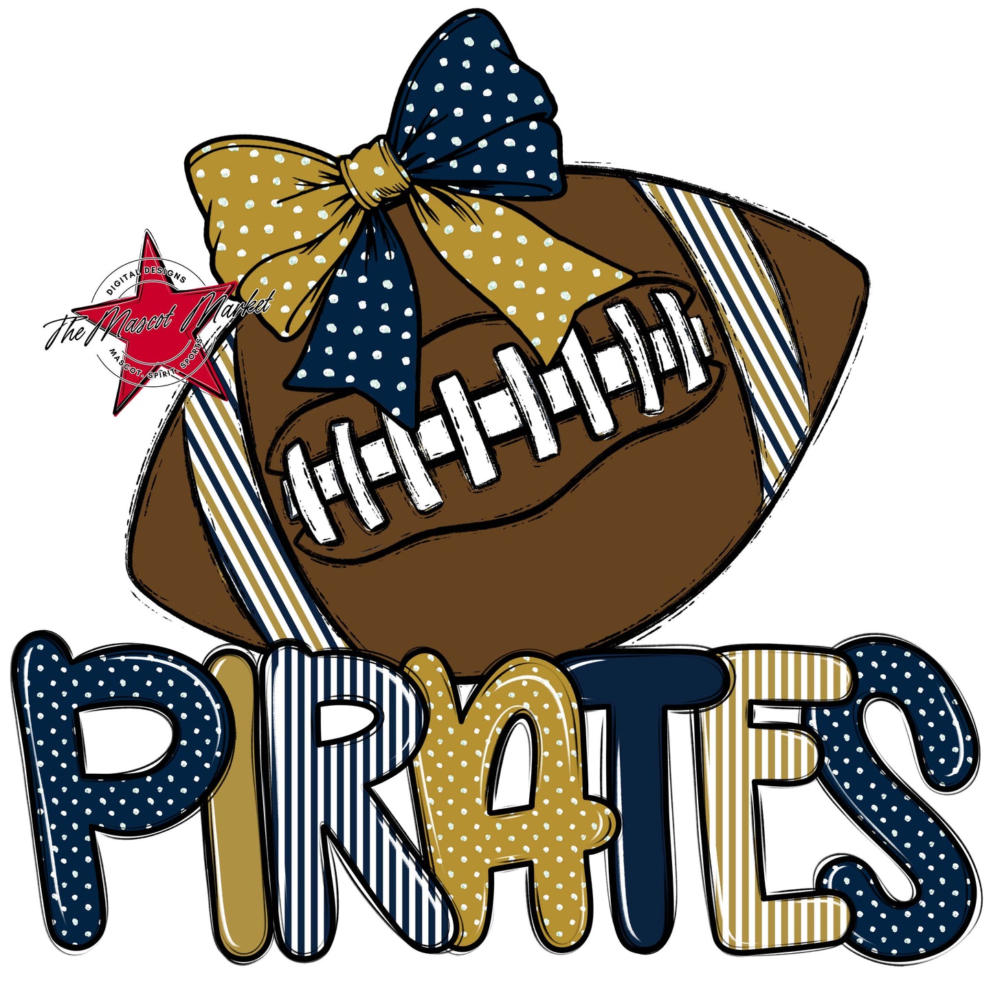 Pirates Football Spirit Design-Navy & Gold