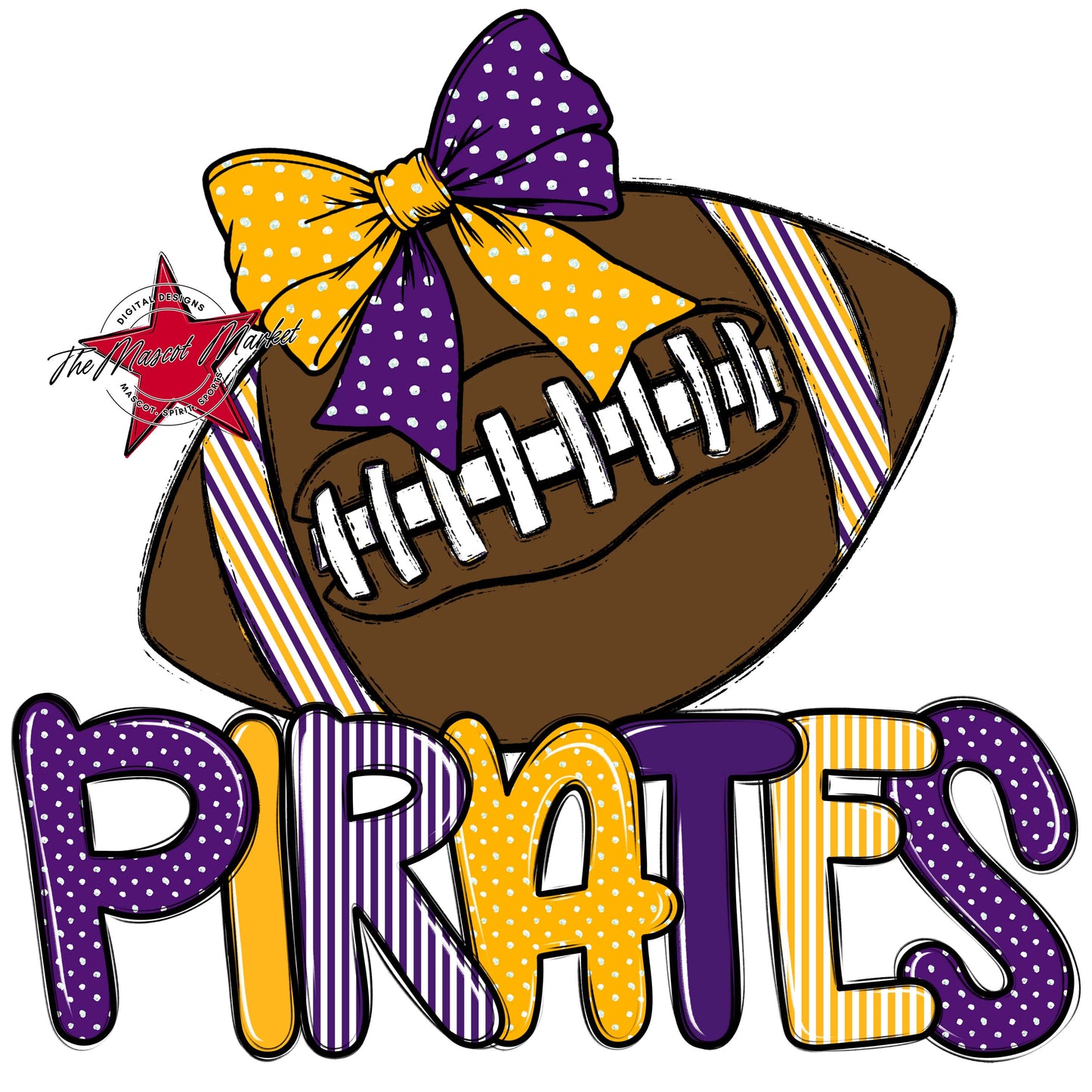 Pirates Football Spirit Design-Purple & Yellow