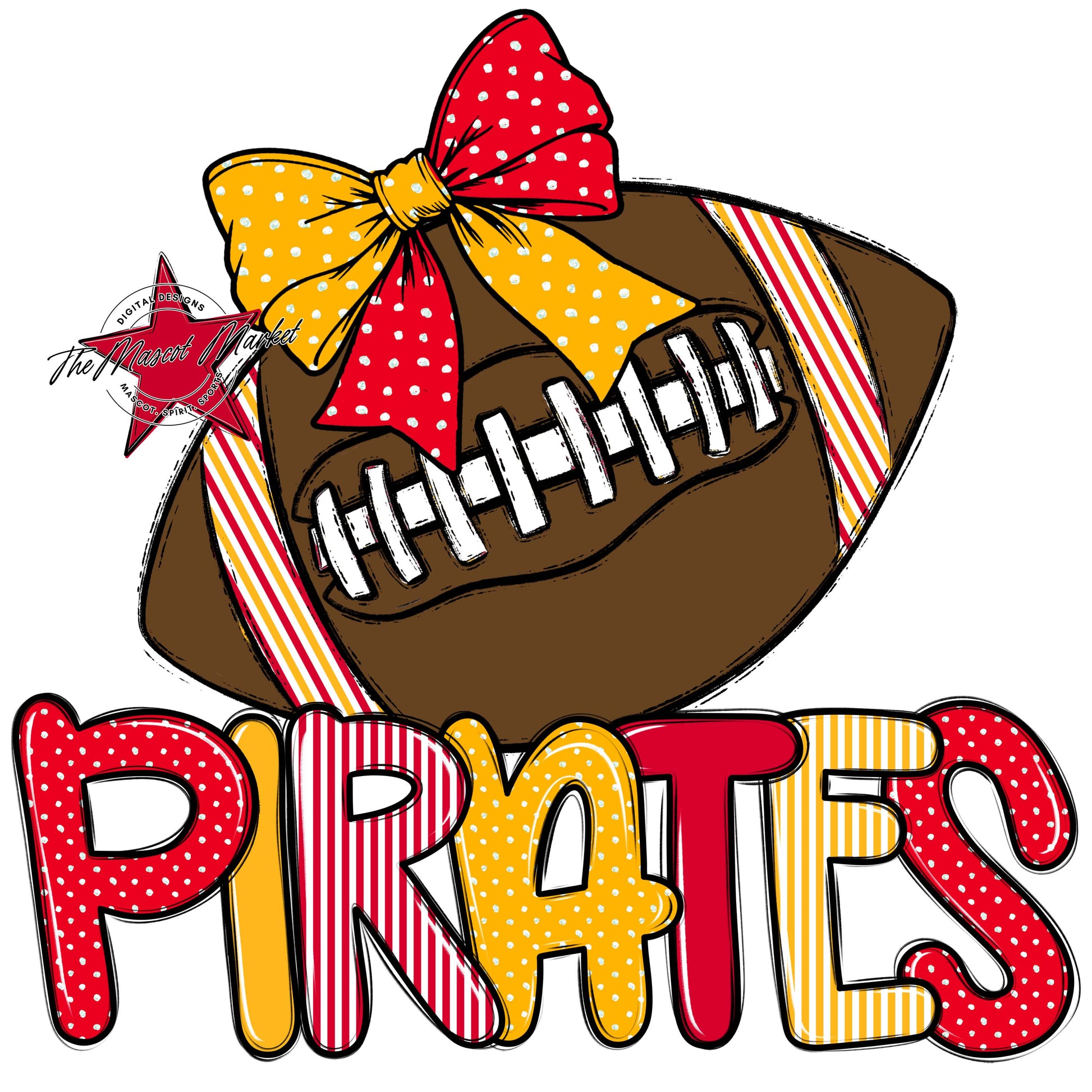 Pirates Football Spirit Design-Red & Yellow
