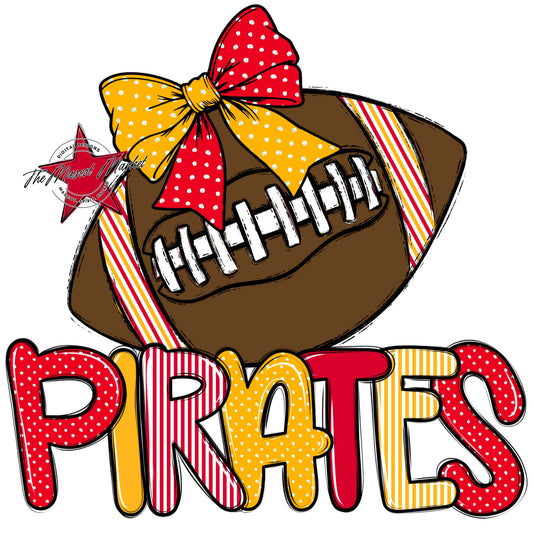 Pirates Football Spirit Design-Red & Yellow