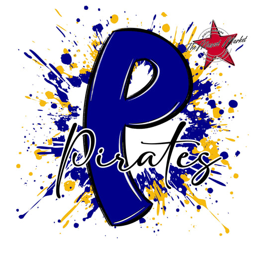 Pirates Mascot Splatter-Blue & Yellow