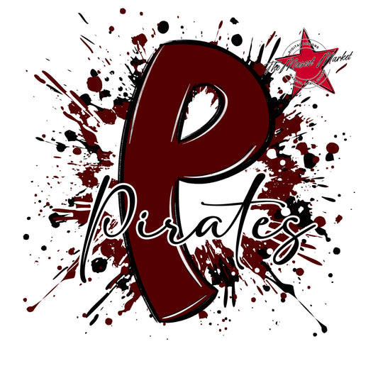 Pirates Mascot Splatter-Maroon