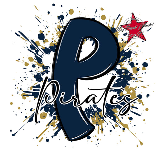 Pirates Mascot Splatter-Navy & Gold