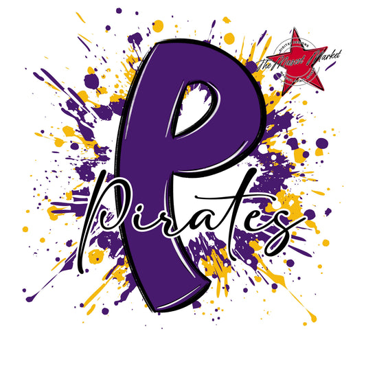 Pirates Mascot Splatter-Purple & Yellow