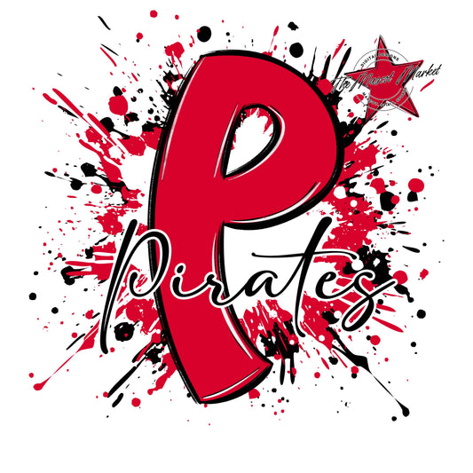 Pirates Mascot Splatter-Red