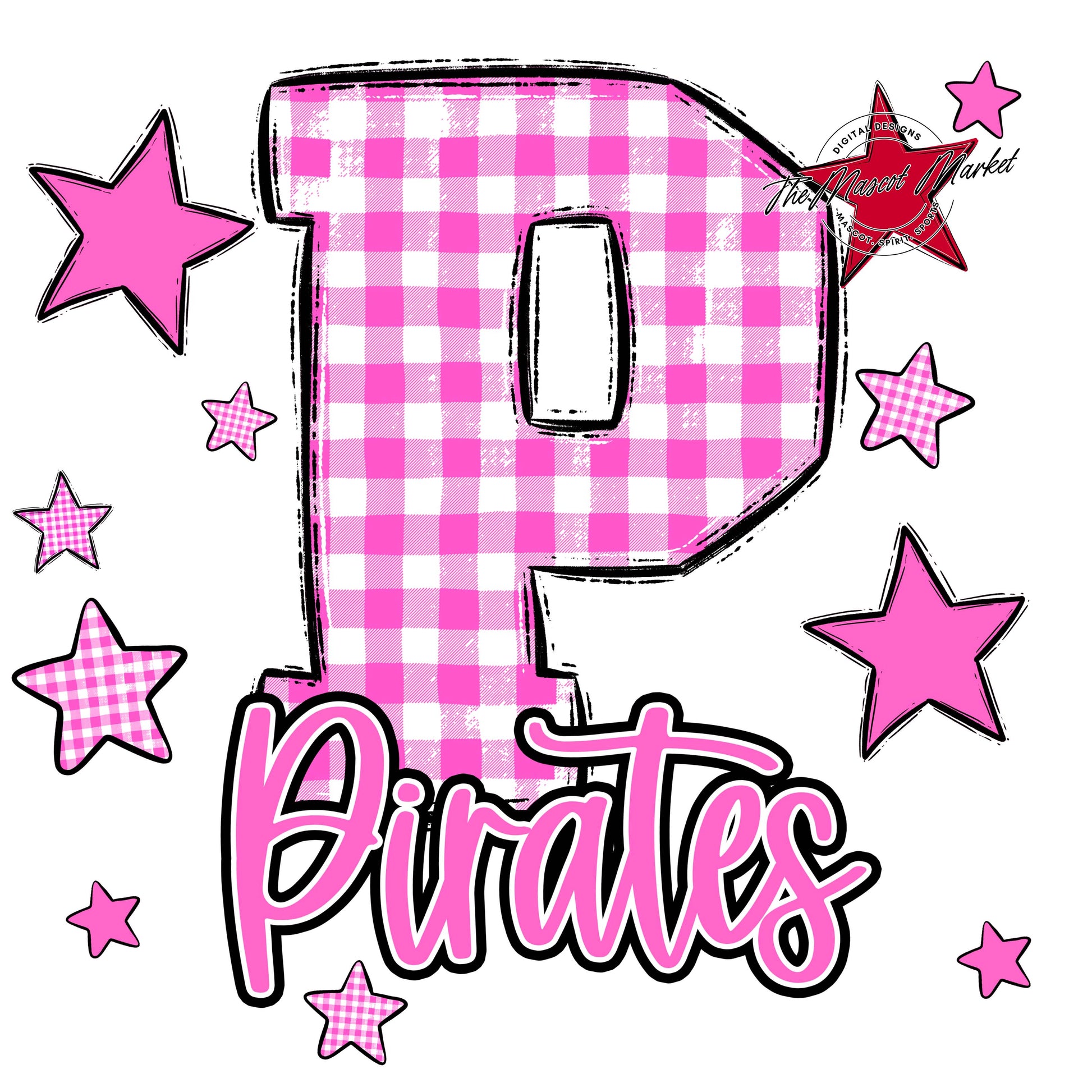 Pirates Plaid Star Design-Baby Pink