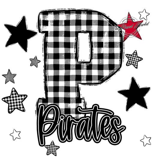 Pirates Plaid Star Design-Black