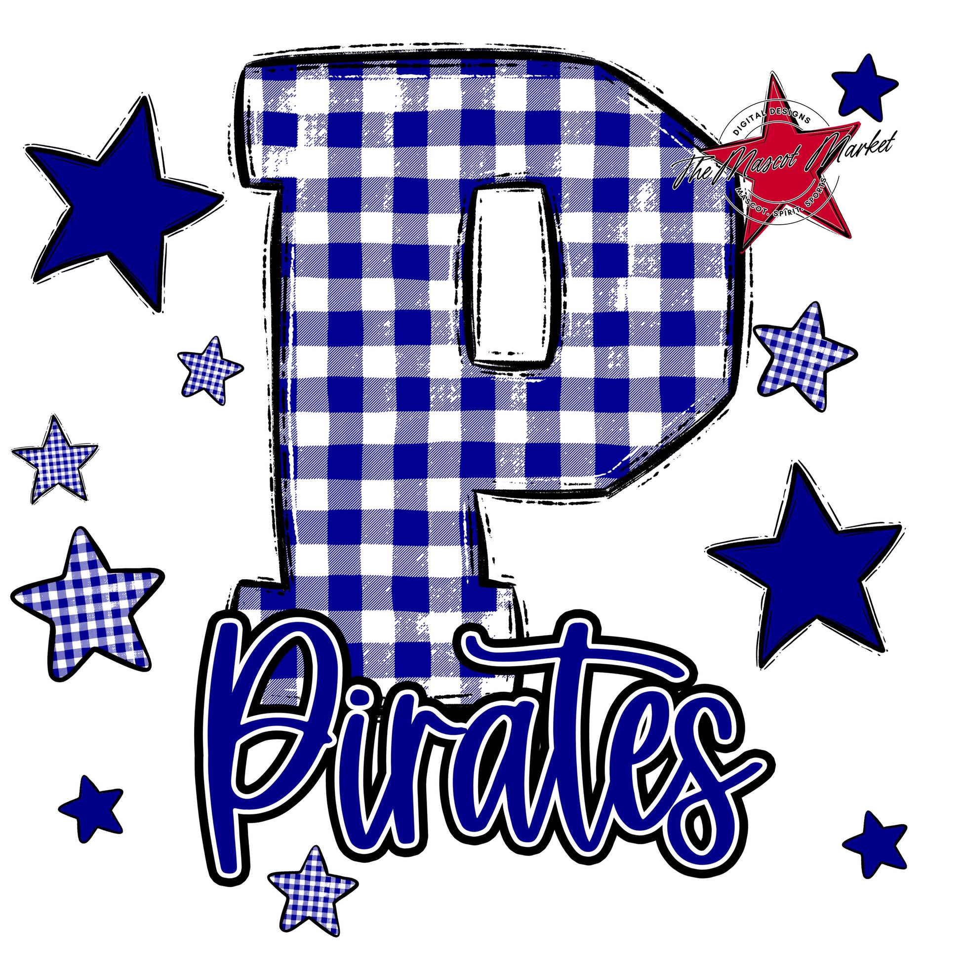 Pirates Plaid Star Design-Blue