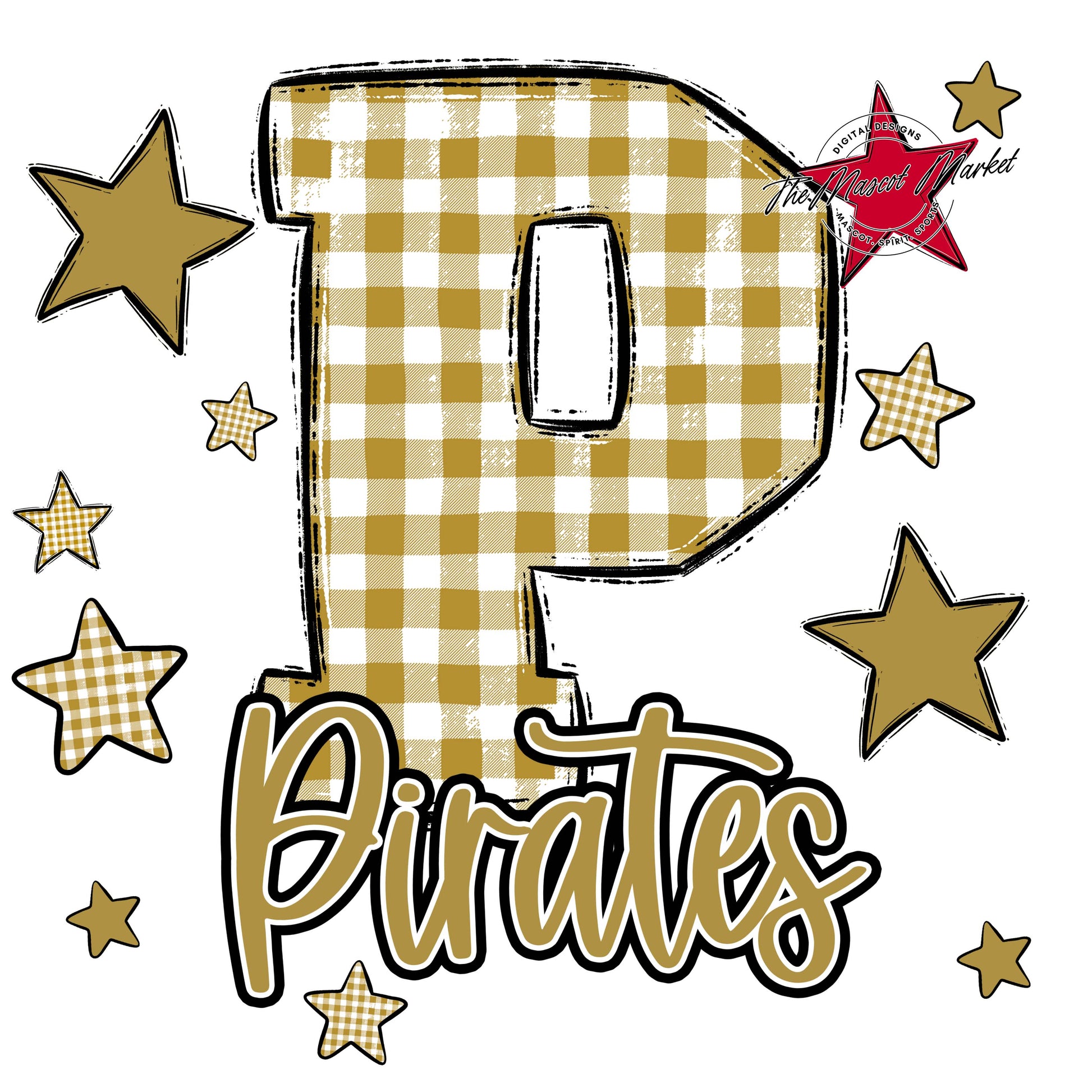 Pirates Plaid Star Design-Gold