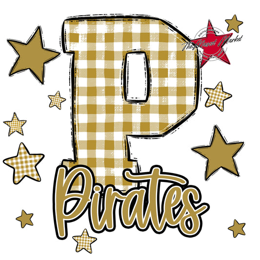 Pirates Plaid Star Design-Gold