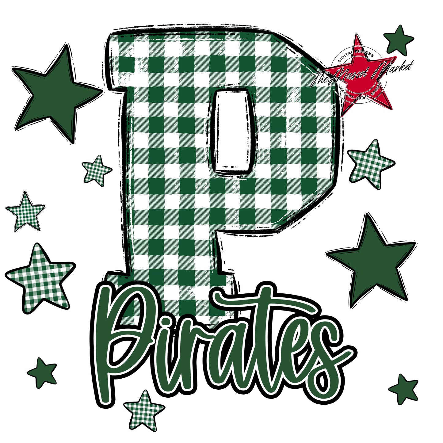 Pirates Plaid Star Design-Green