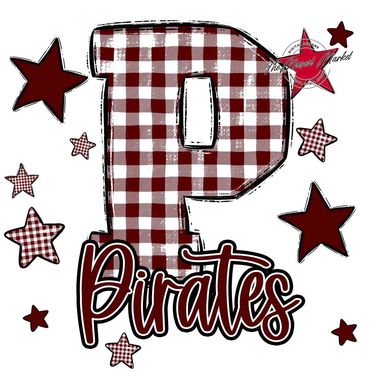 Pirates Plaid Star Design-Maroon