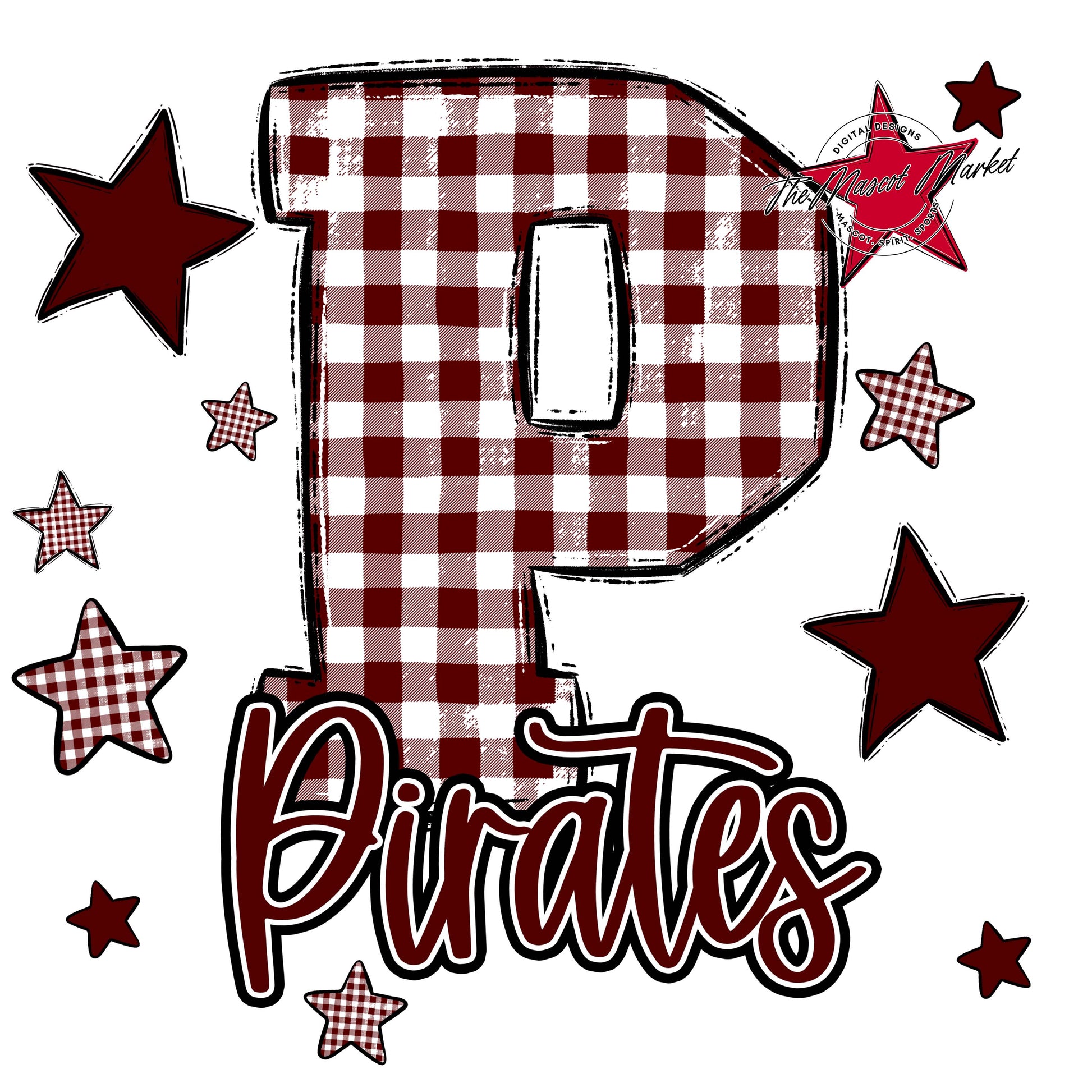Pirates Plaid Star Design-Maroon