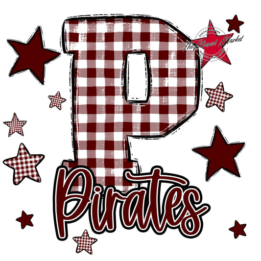 Pirates Plaid Star Design-Maroon