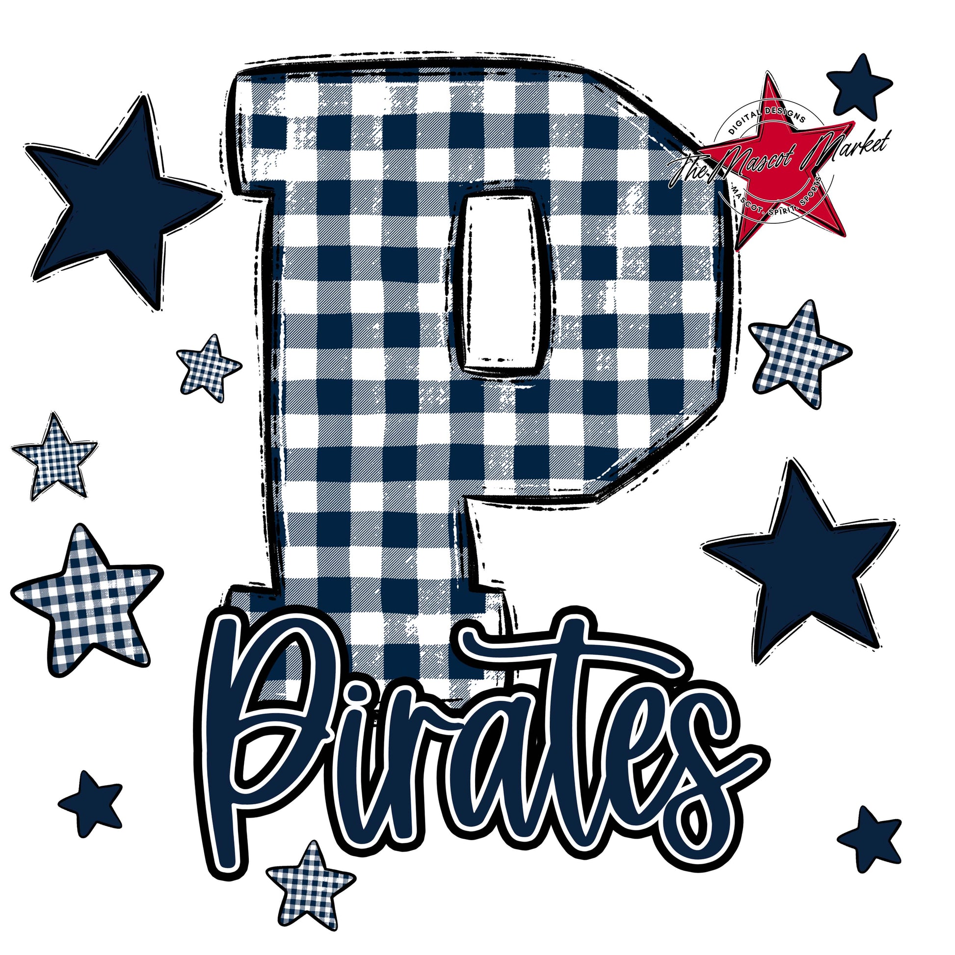 Pirates Plaid Star Design-Navy
