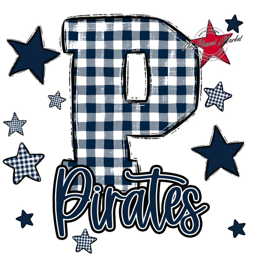 Pirates Plaid Star Design-Navy