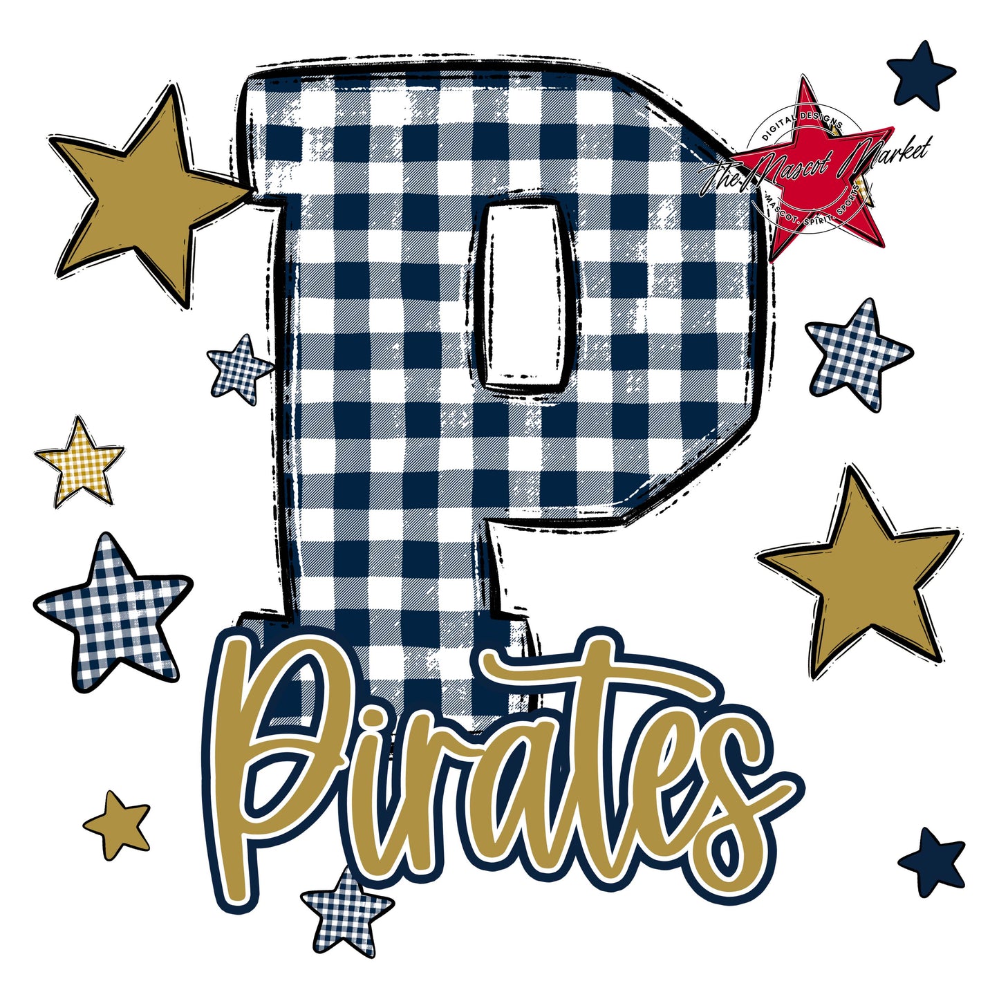 Pirates Plaid Star Design-Navy & Gold