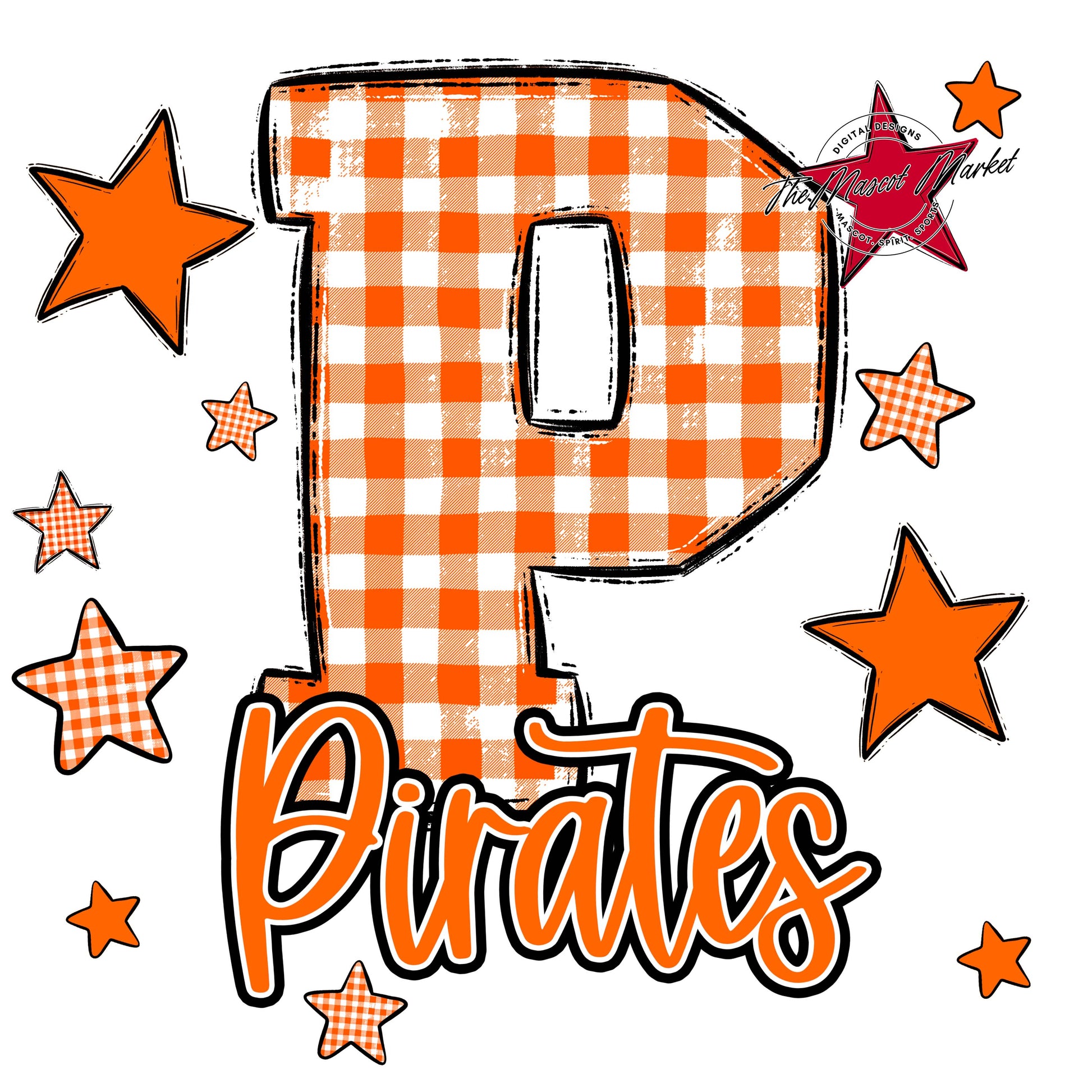 Pirates Plaid Star Design-Orange