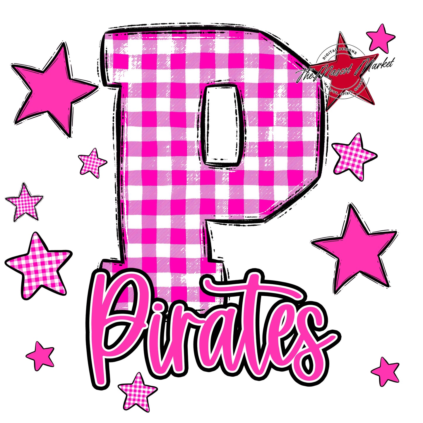 Pirates Plaid Star Design-Pink