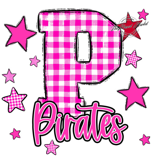 Pirates Plaid Star Design-Pink