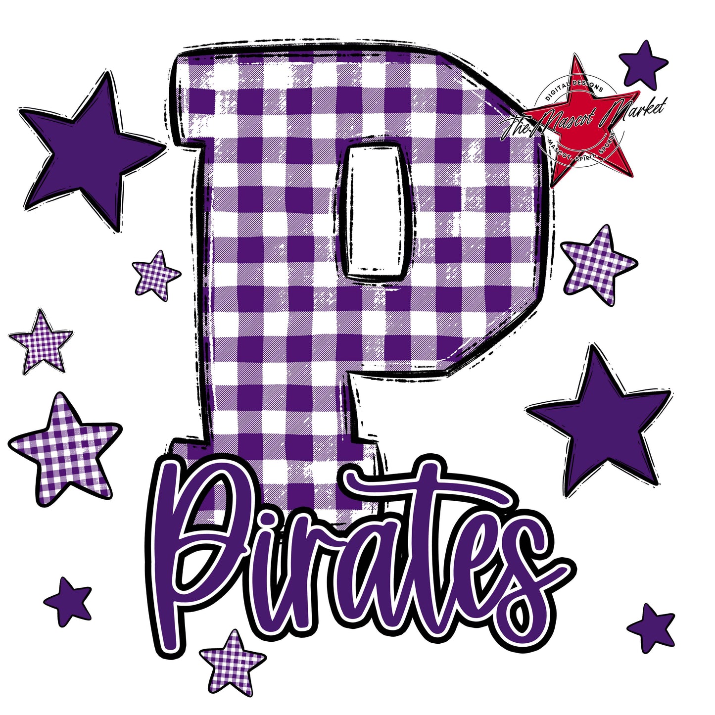 Pirates Plaid Star Design-Purple