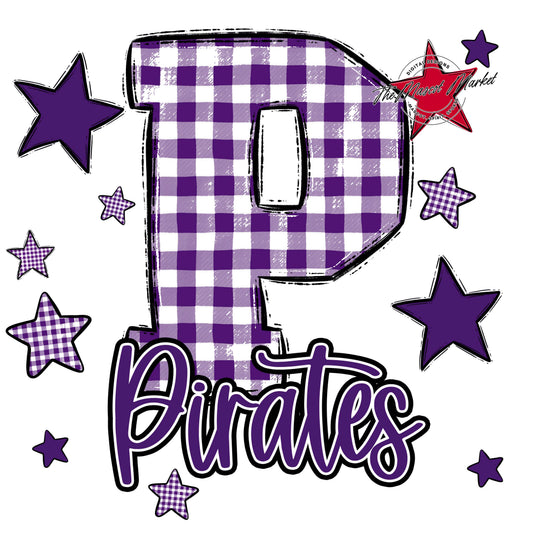 Pirates Plaid Star Design-Purple