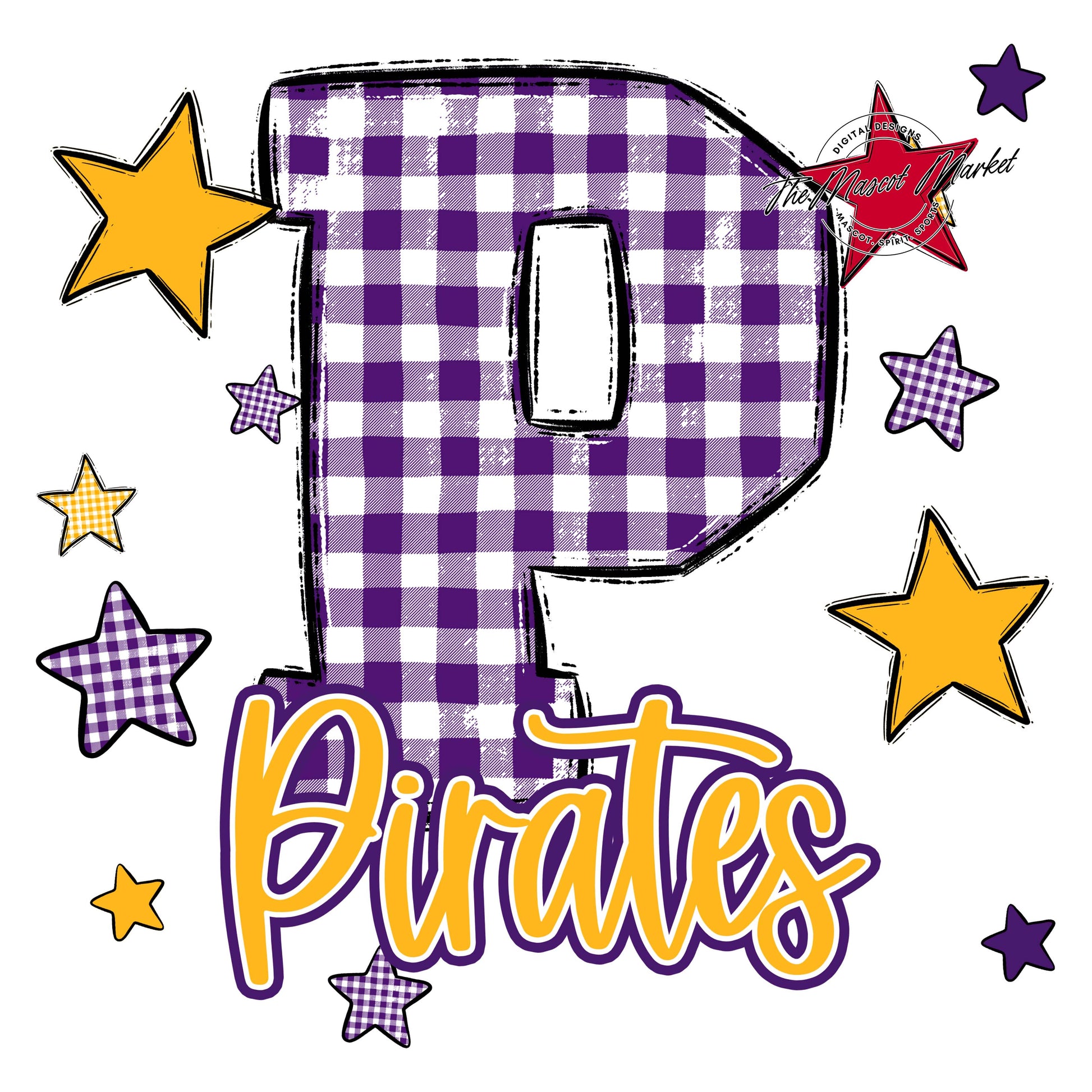 Pirates Plaid Star Design-Purple & Yellow