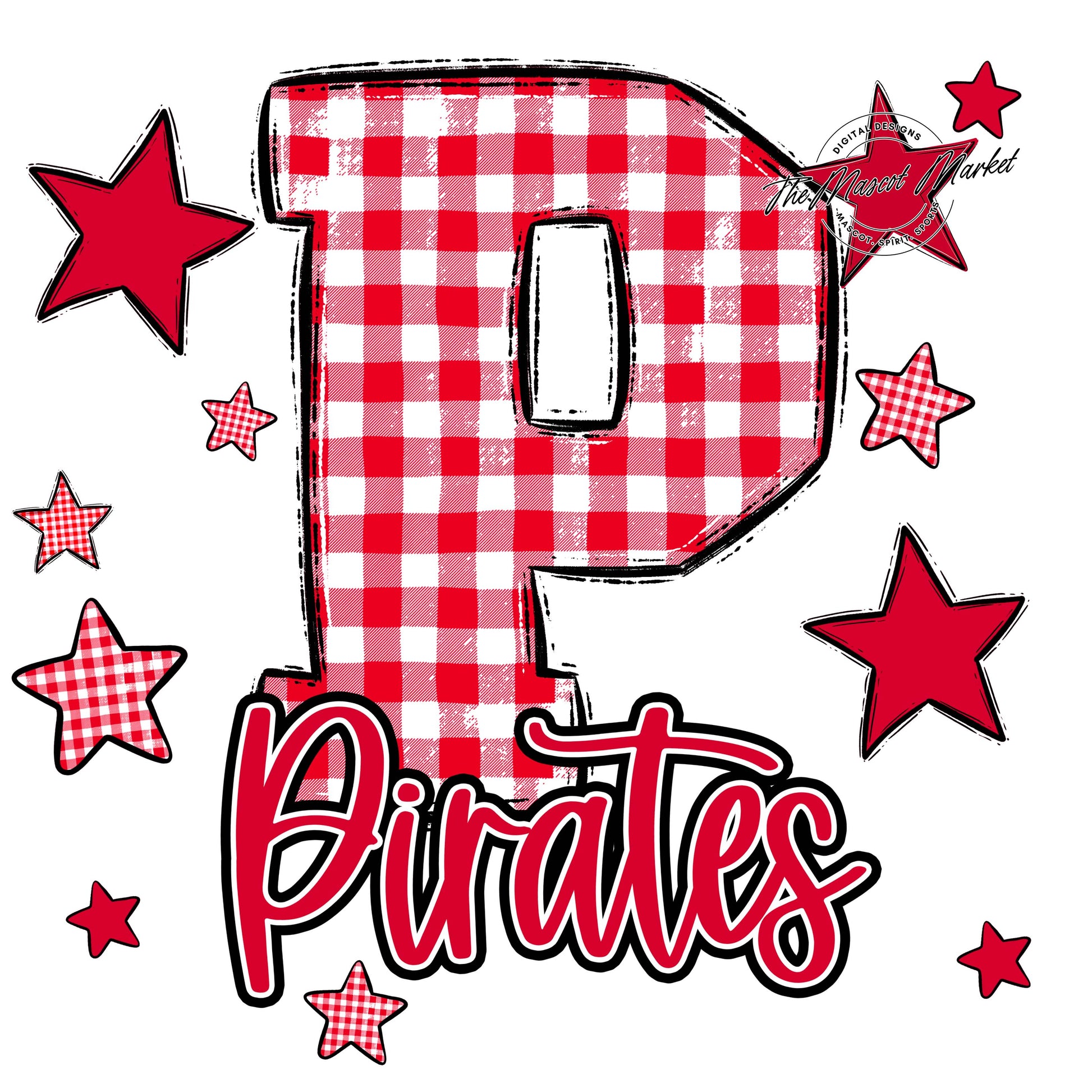 Pirates Plaid Star Design-Red