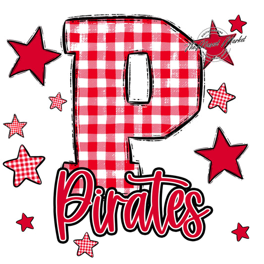 Pirates Plaid Star Design-Red