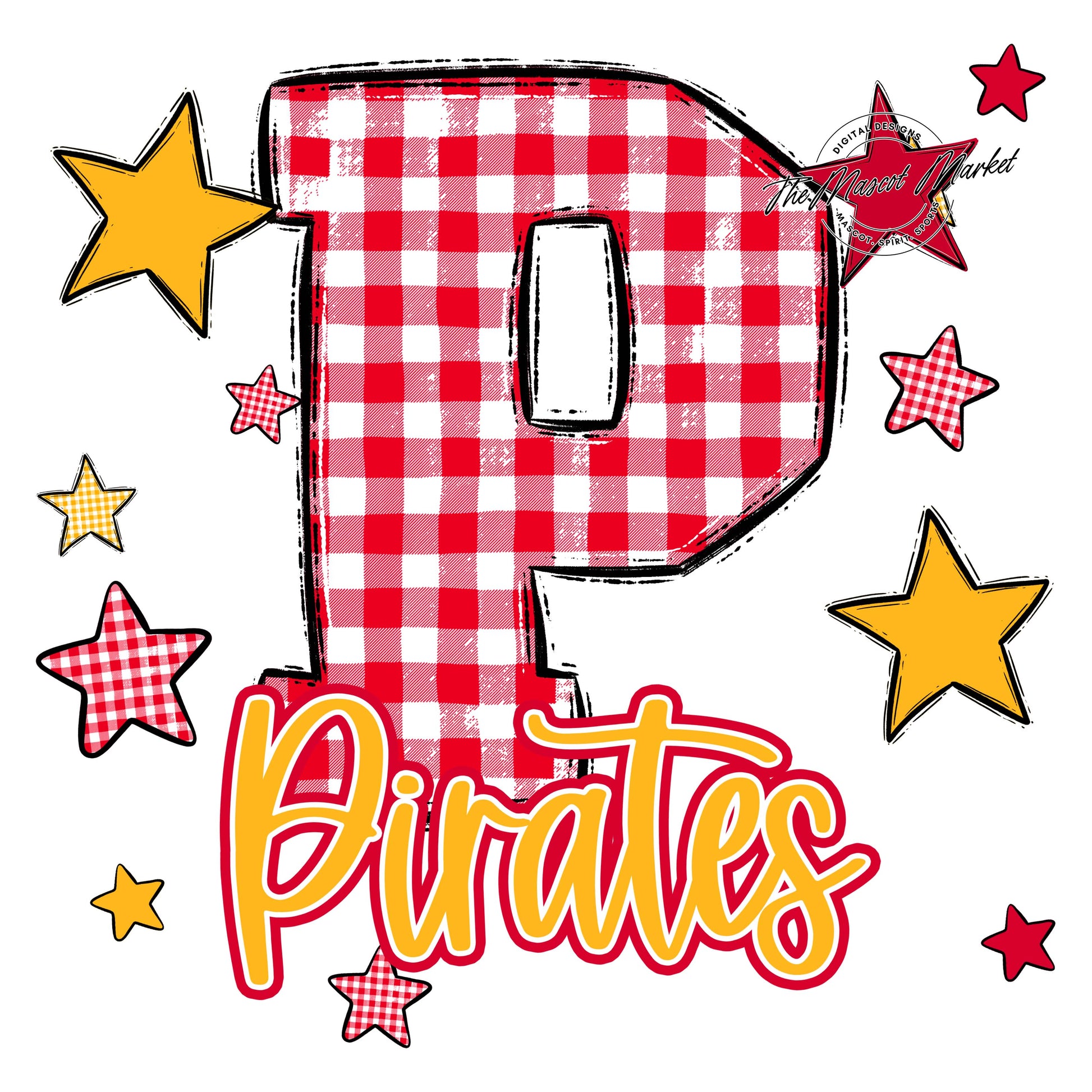 Pirates Plaid Star Design-Red & Yellow