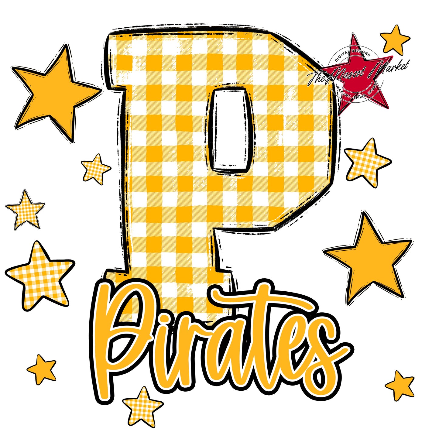 Pirates Plaid Star Design-Yellow
