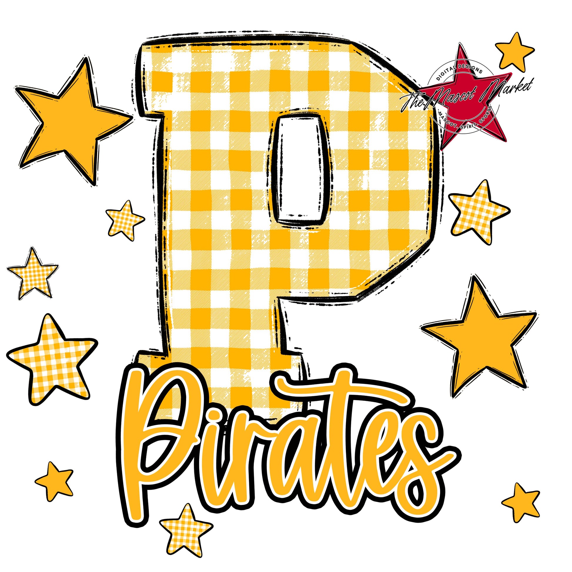 Pirates Plaid Star Design-Yellow
