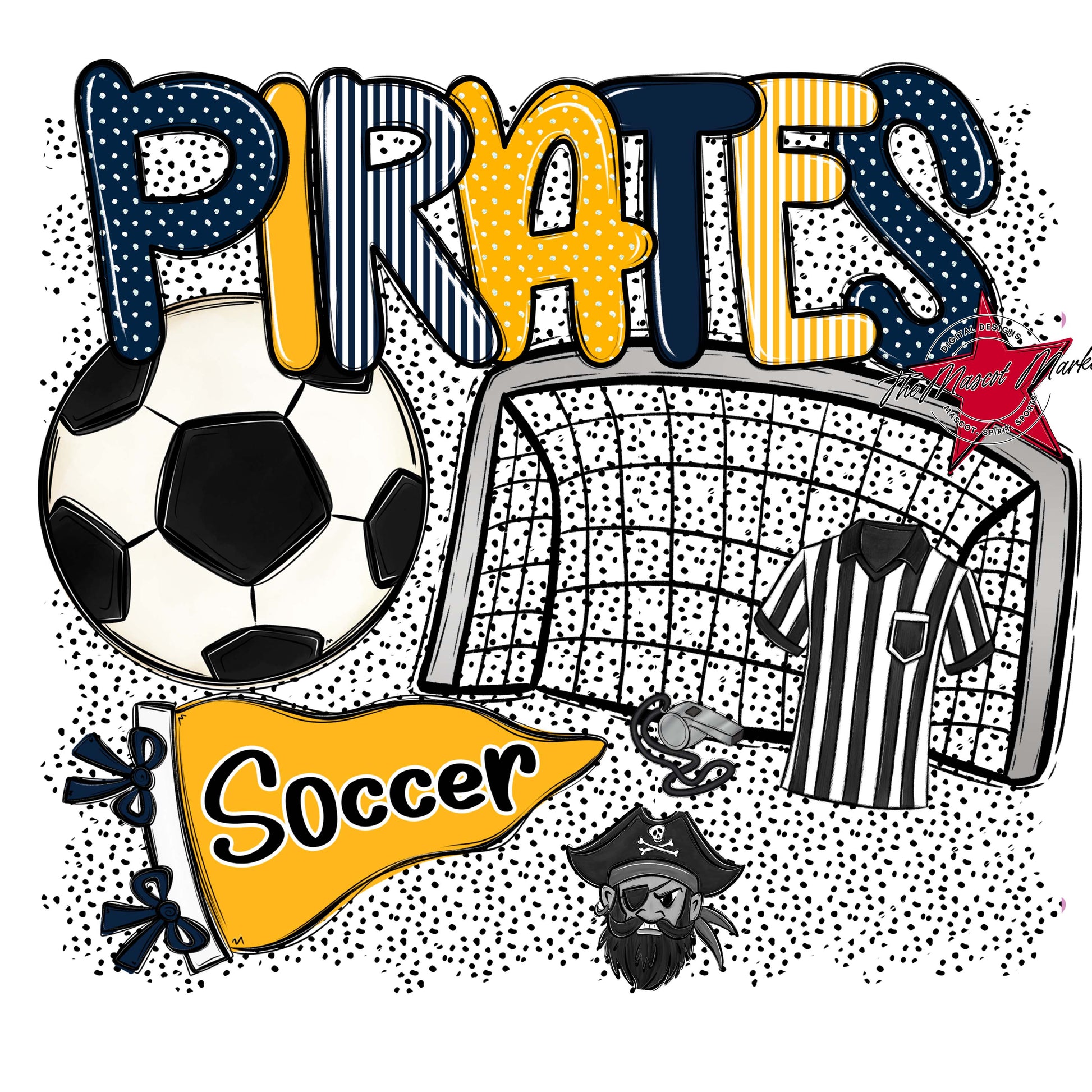 Pirates Soccer Spirit-Navy & Yellow