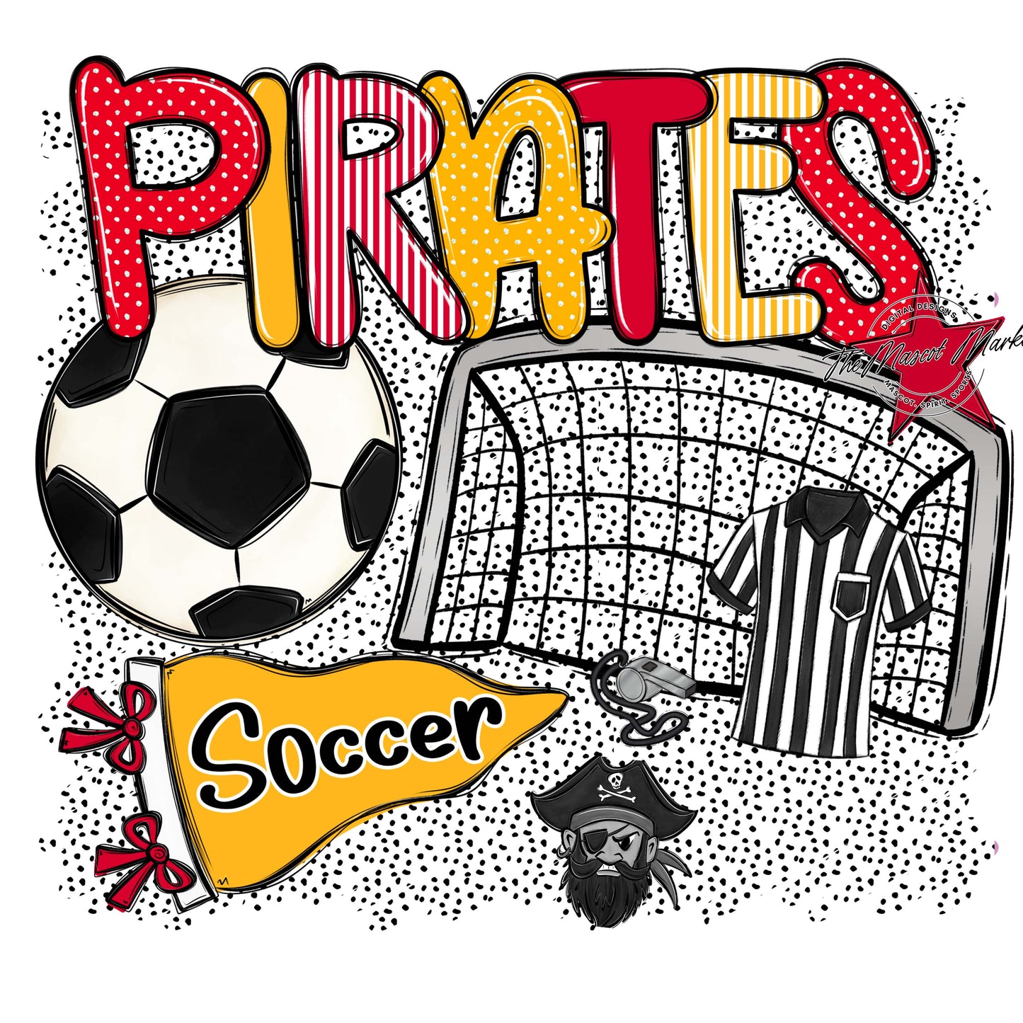 Pirates Soccer Spirit-Red & Yellow