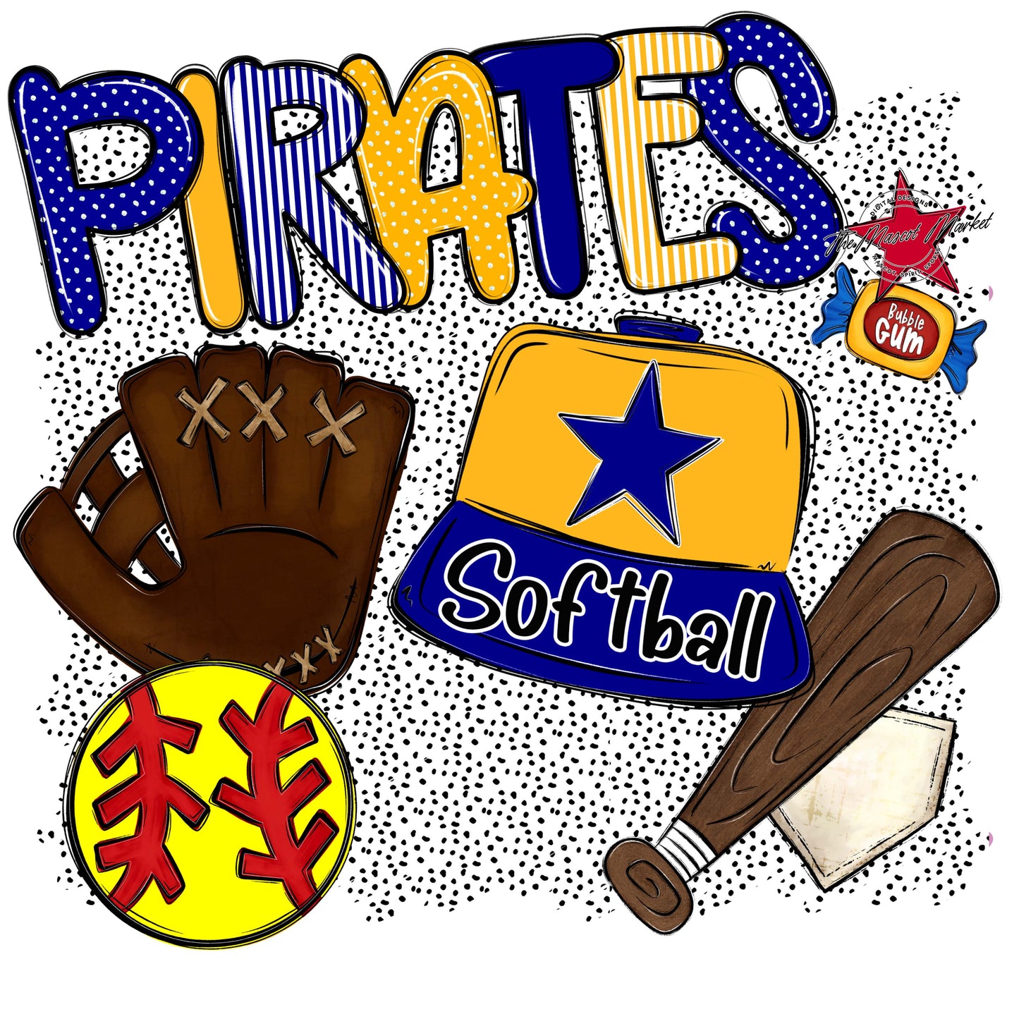Pirates Softball Spirit-Blue & Yellow