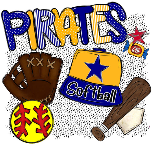 Pirates Softball Spirit-Blue & Yellow