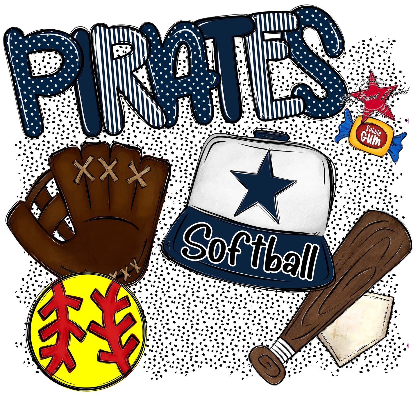 Pirates Softball Spirit-Navy