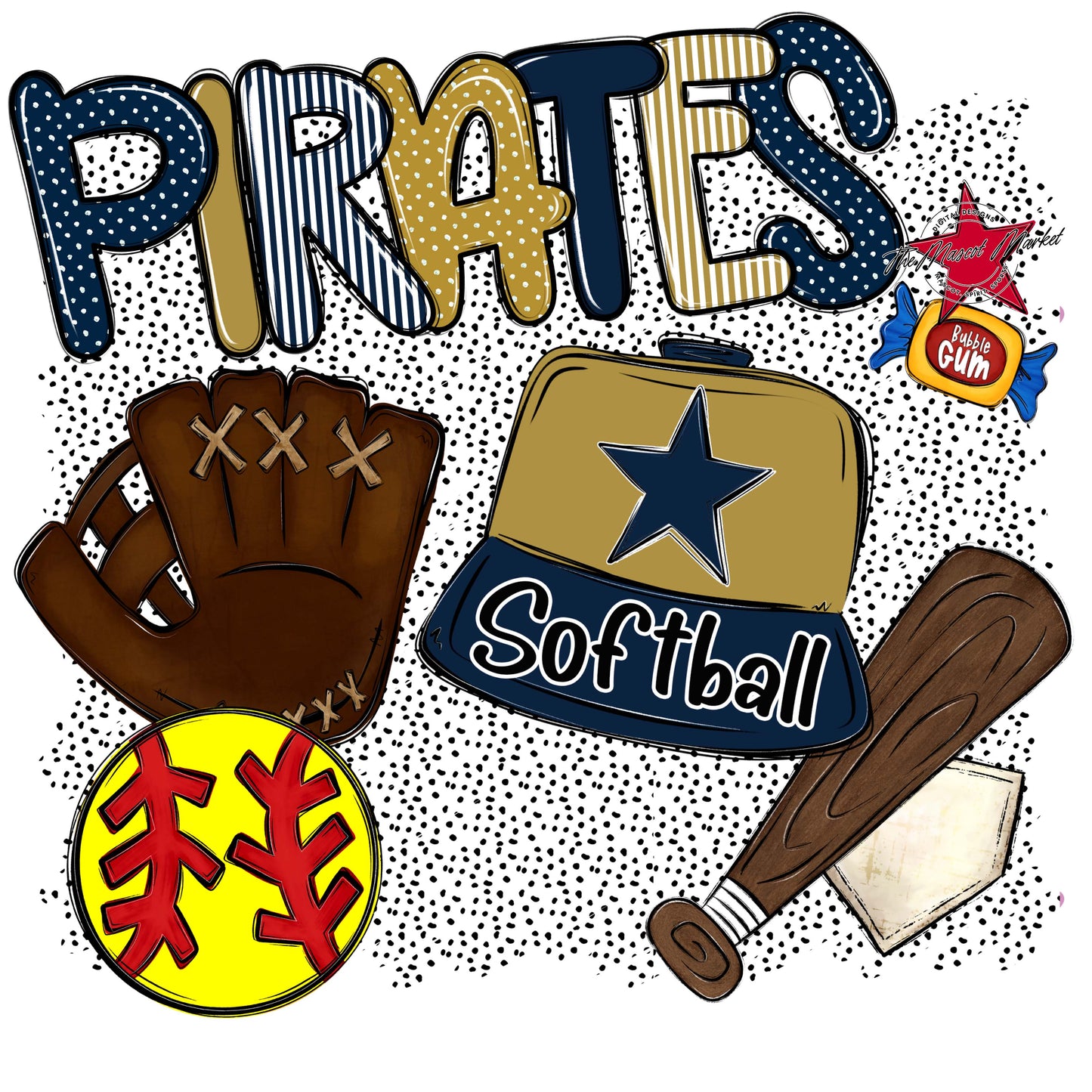 Pirates Softball Spirit-Navy & Gold