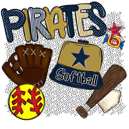 Pirates Softball Spirit-Navy & Gold
