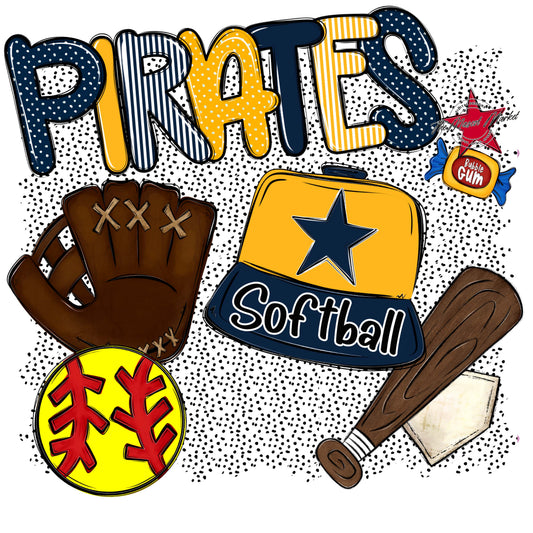 Pirates Softball Spirit-Navy & Yellow