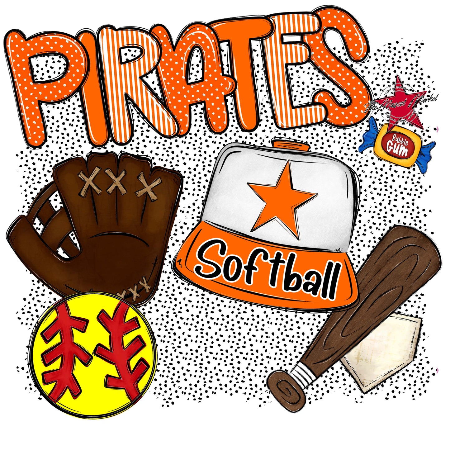 Pirates Softball Spirit-Orange