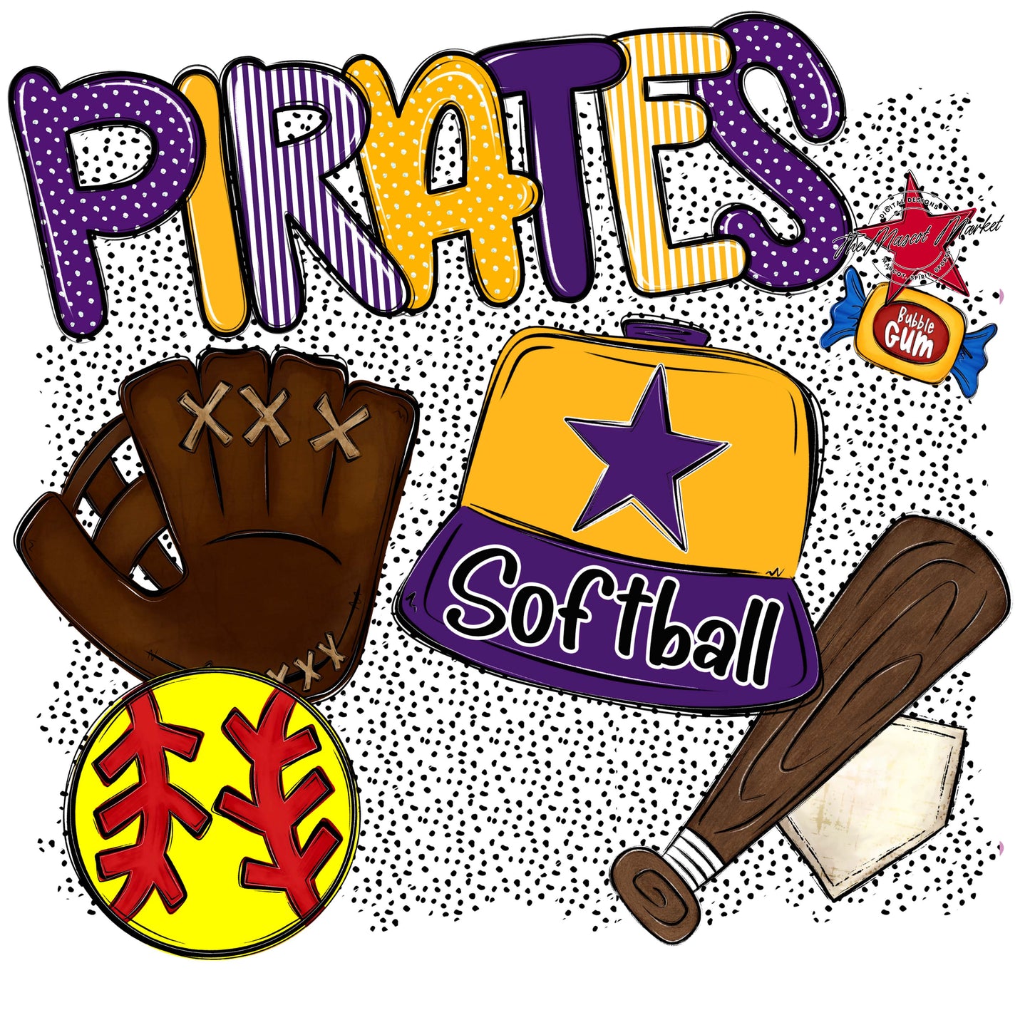 Pirates Softball Spirit-Purple & Yellow