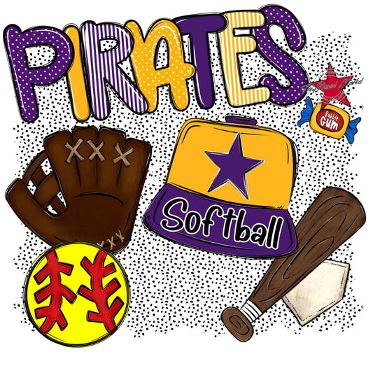 Pirates Softball Spirit-Purple & Yellow