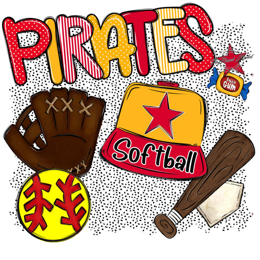 Pirates Softball Spirit-Red & Yellow