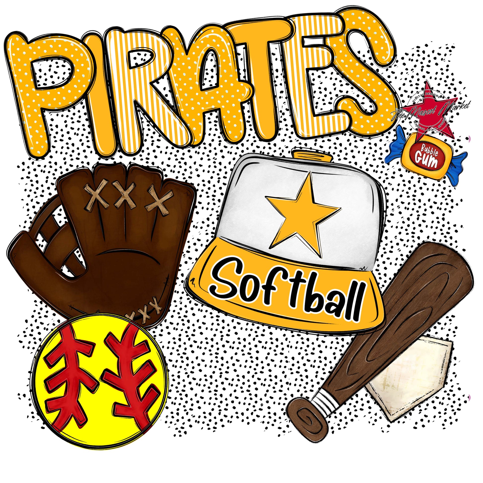 Pirates Softball Spirit-Yellow